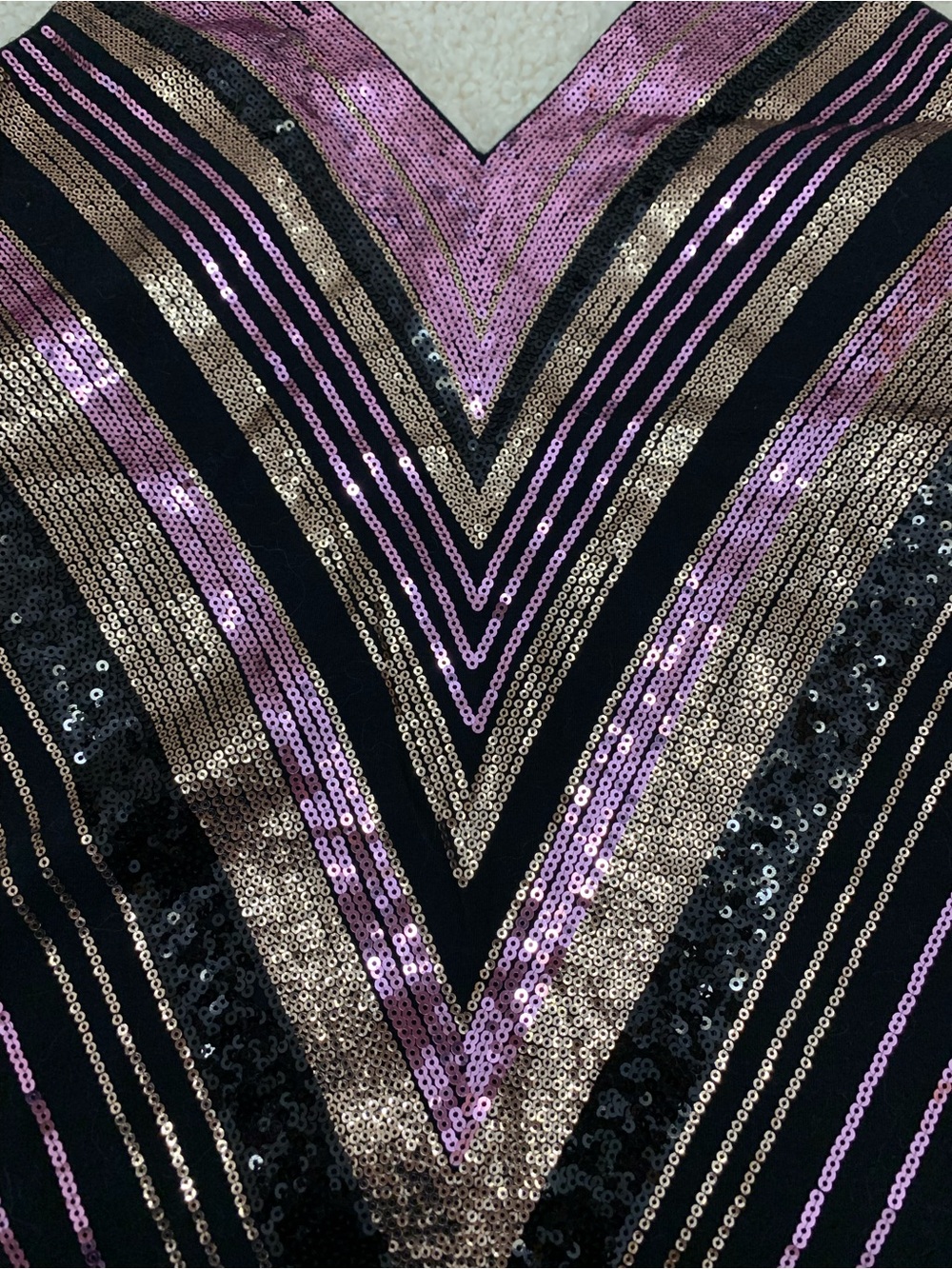 Women’s Sequin V-Stripe Camisole Tank Top - VENUS XL - Picture 2 of 3